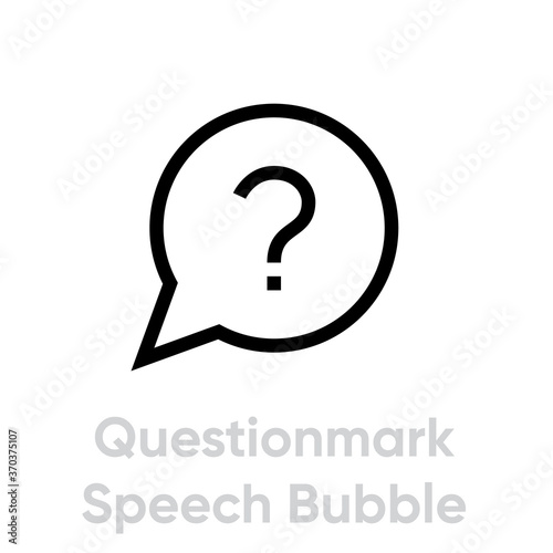 Questionmark in a speech bubble icon in flat style. Editable vector outline. Single pictogram.