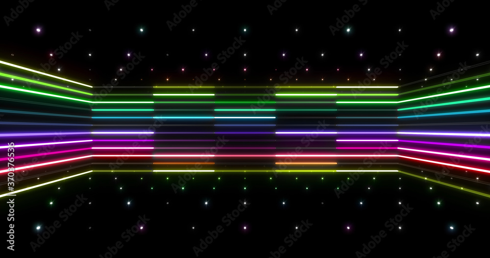 Neon Tube illumination Colorful line Ring Space abstract 3D illustration background. Neon Tube illumination Colorful line Ring Space abstract 3D illustration background.