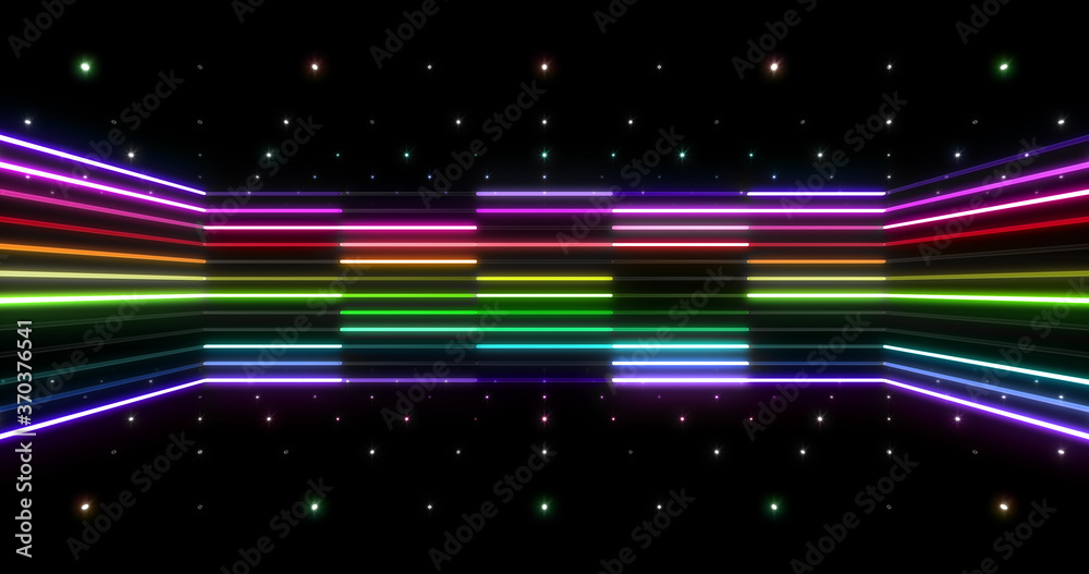 Neon Tube illumination Colorful line Ring Space abstract 3D illustration background. Neon Tube illumination Colorful line Ring Space abstract 3D illustration background.