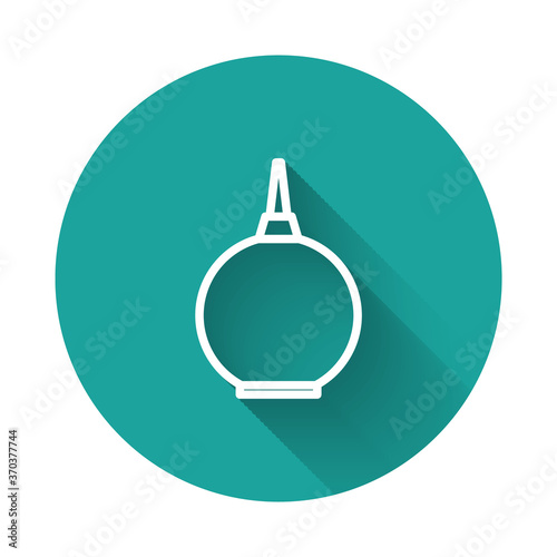 White line Enema icon isolated with long shadow. Enema with a plastic tip. Medical pear. Green circle button. Vector Illustration.