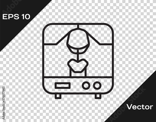 Black line X-ray machine icon isolated on transparent background. Vector Illustration.