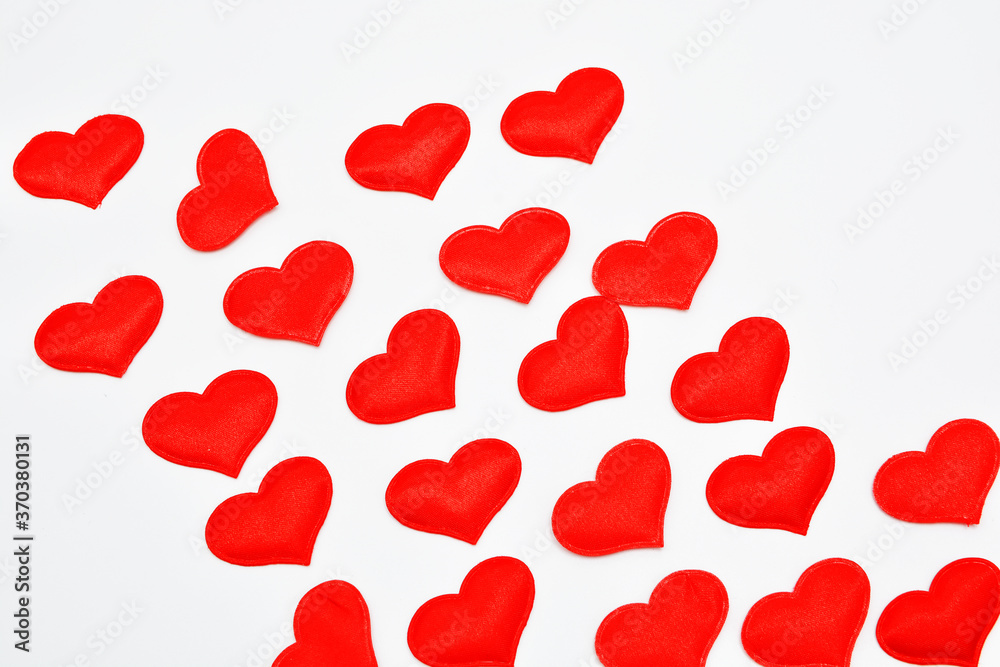 Red hearts on a white background Red hearts on a white background