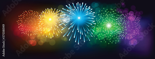 Abstract colorful firework on black background for celebration