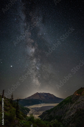 Milky Way Rising To The East Of Norway Pass  Over Spirit Lake  Mount Saint Helens National Monument