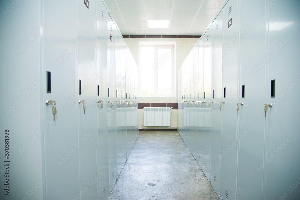 An empty locker room in the sports club, school, section
