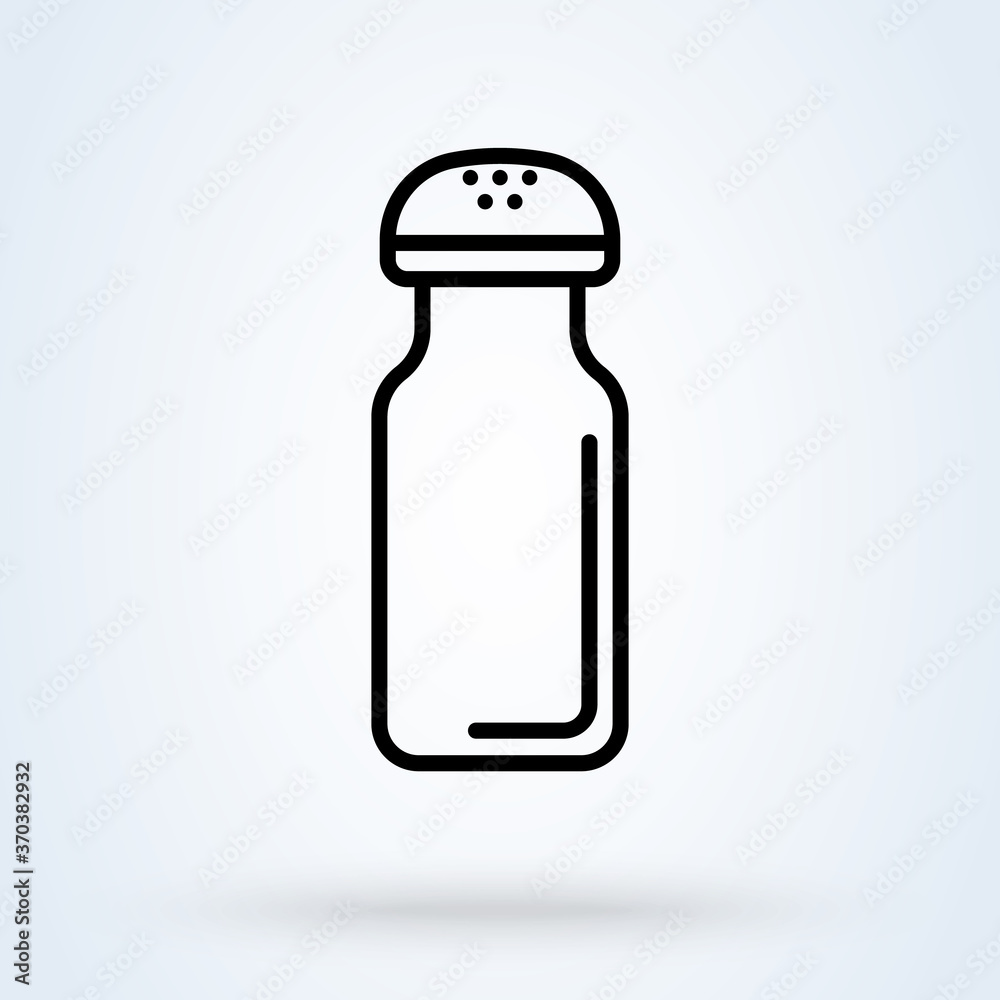 Salt shaker icon in flat style isolated on white background. Baking and cooking ingredient. Food seasoning. Kitchen utensils salt shaker. Simple modern icon design illustration. Salt shaker icon in flat style isolated on white background. Baking and cooking ingredient. Food seasoning. Kitchen utensils salt shaker. Simple modern icon design illustration.
