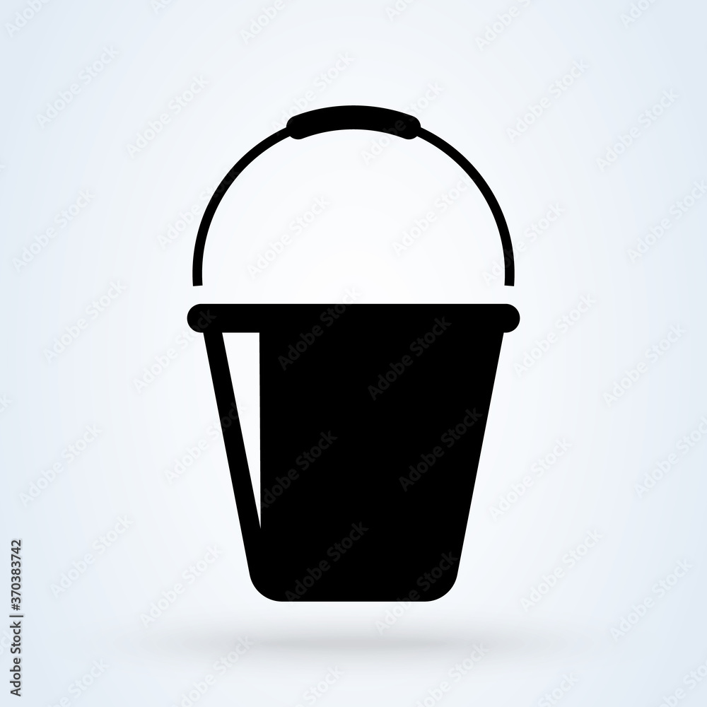 Bucket icon flat. Black pictogram on white background. Simple modern icon design illustration.