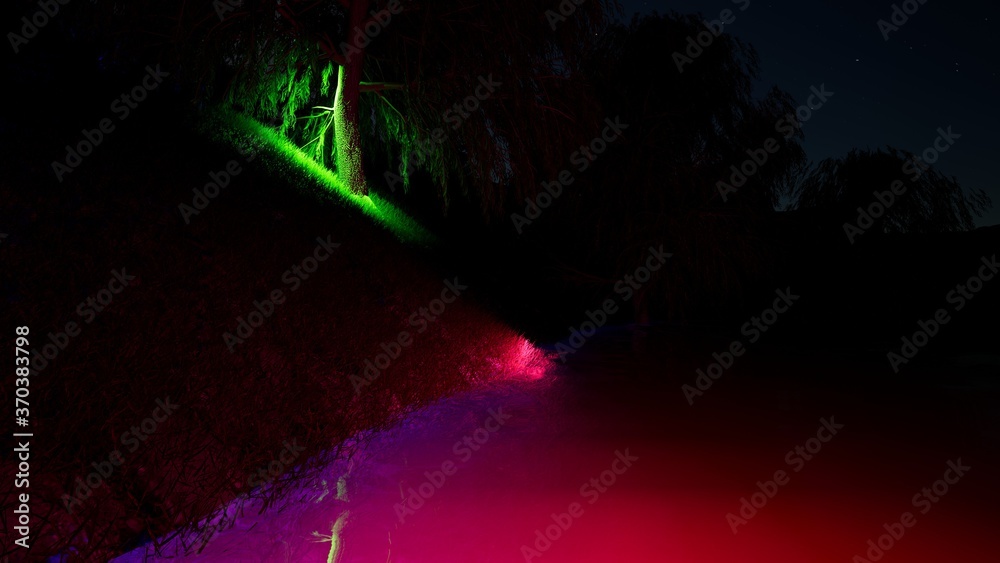 3D Landscape - River and Tree Night