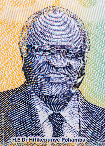 President  H.E Dr Hifikepunye,, Portrait from Namibia 30 Dollars 2020 Banknotes. photo
