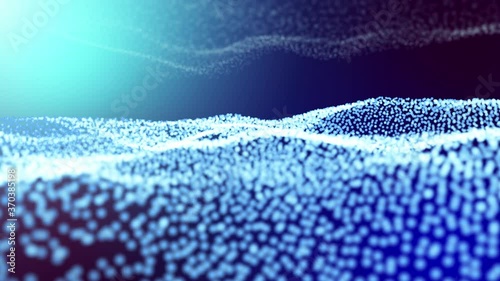 Abstract background blur waves. Dots blue technology blurred ocean. High quality 4k footage