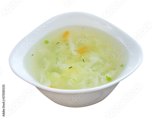 healthy vegetable soup isolated on white background for your menu design