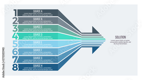 Business infographics. Timeline with 8 steps, options, circles. Vector template.