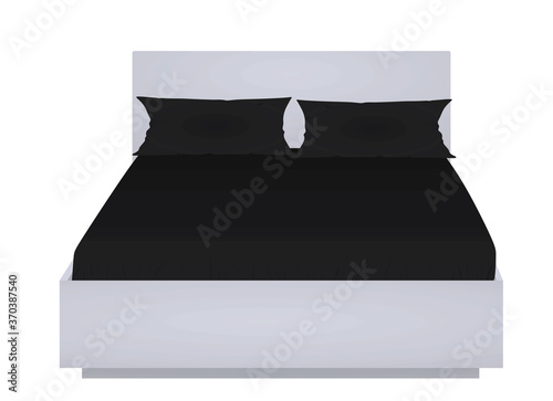 Home or hotel double bed. vector illustration