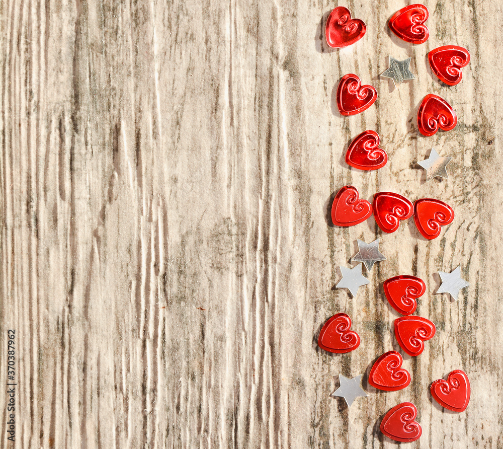 Red hearts on a brown background Red hearts on a brown background