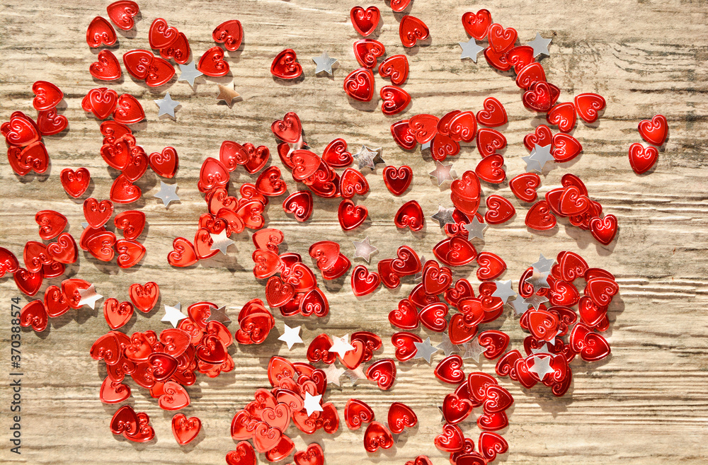 Red hearts on a brown background Red hearts on a brown background
