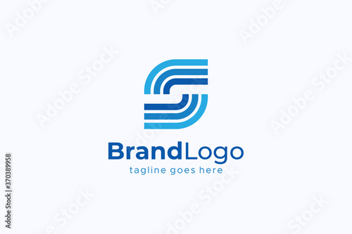 Abstract Initial Letter S Logo. Blue Radial Geometric Lines Infinity Style isolated on White Background. Usable for Business and Technology Logos. Flat Vector Logo Design Template Element