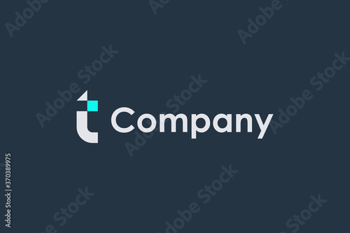 Abstract Initial Letter T Logo. Blue and White Shape Geometric Style isolated on Dark Blue Background. Usable for Business, Technology and Branding Logos. Flat Vector Logo Design Template Element