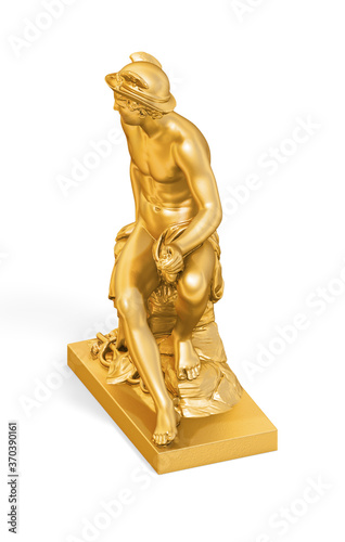 A collection of sculptures created in gold on a white background for your design ideas. 3D render of objects that you can style.