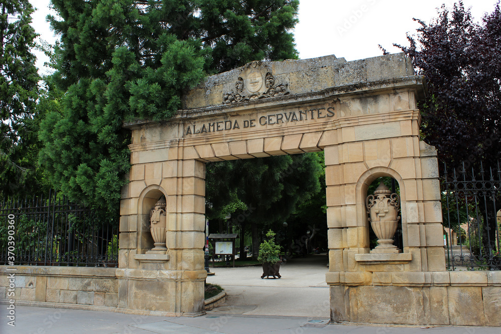 Entrance to the Alameda de Cervantes park in Soria (Spain)
