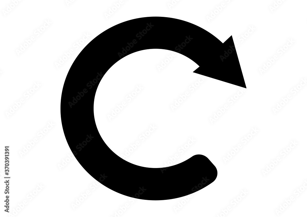 Repeat sign icon on white background.  for apps and website