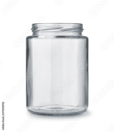 Front view of open empty glass jar