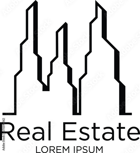 Real Estate Logo Template. Real Estate Vector Line Art. Editable Real Estate Logo concept. Building Vector Logo Design.