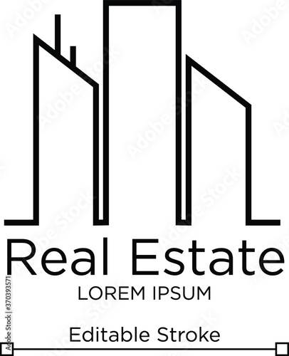 Real Estate Logo Template. Real Estate Vector Line Art. Editable Real Estate Logo concept. Building Vector Logo Design.