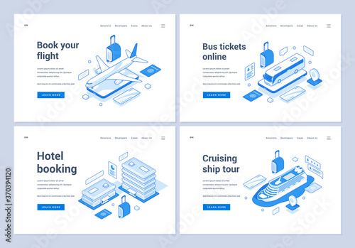 Web banners of various contemporary booking service