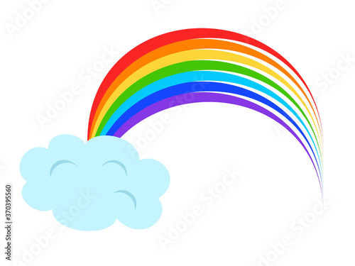 Illustration  with rainbow and clouds on white background. photo