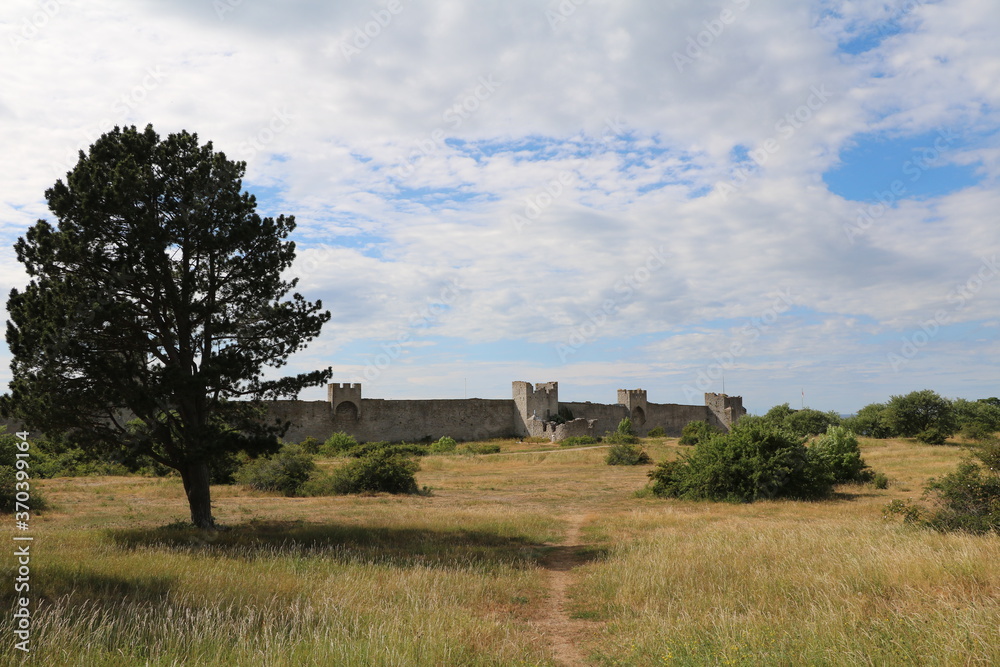 Way to historic medieval city wall of Visby on Gotland, Sweden Way to historic medieval city wall of Visby on Gotland, Sweden