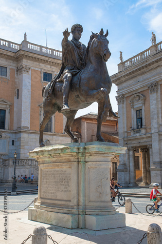 Photography Replica of the equestrian statue of Marcus Aurelius in Piazza del Campidoglio, R