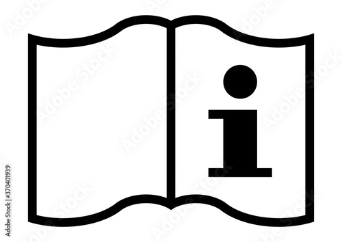 gz881 GrafikZeichnung - german: Heft / Gebrauchsanweisung beachten / Anweisungen lesen und befolgen - english: Read and follow instructions / curled page. open brochures - simple sign - DIN A4 g9858