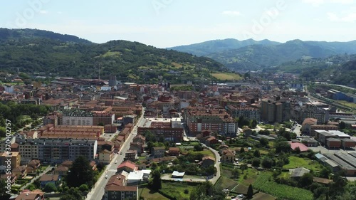 Langreo, village of Asturias,Spain. Aerial Drone Footage photo