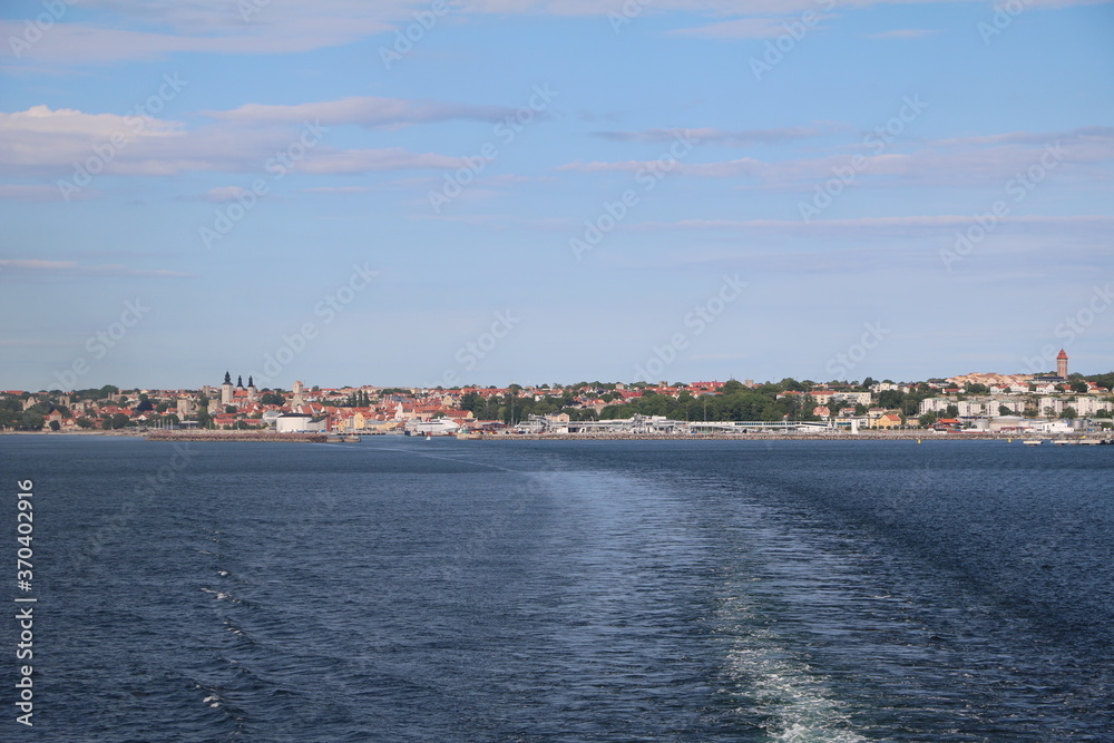 View to Visby from a ferry at Gotland, Sweden