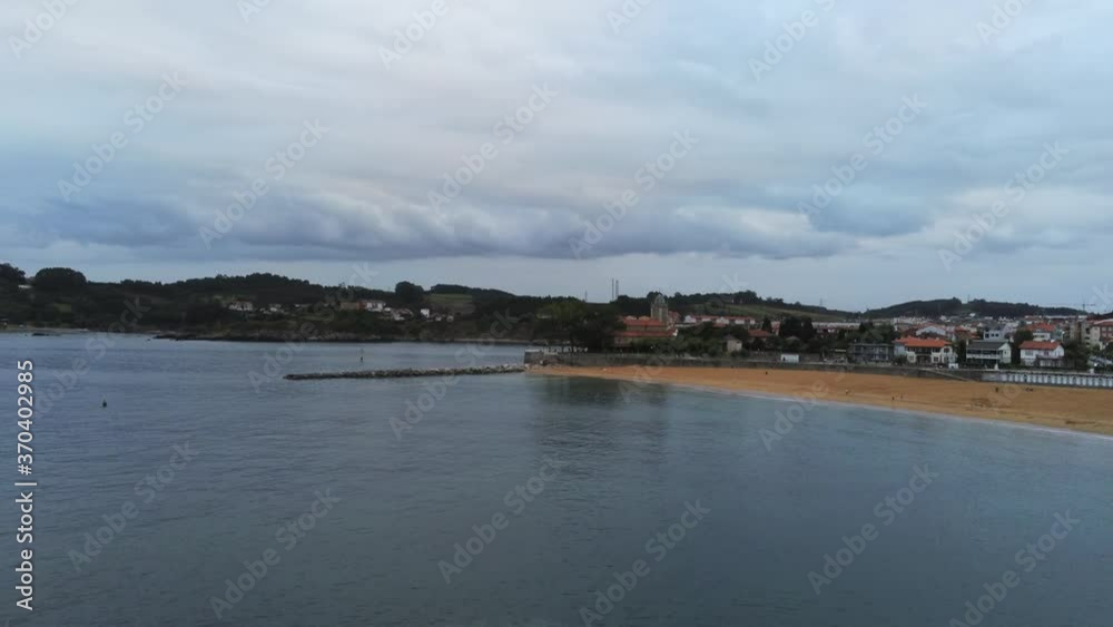Luanco. Coastal village in Asturias,Spain. Aerial Drone Footage