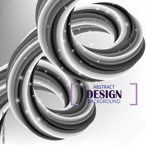 Black White Liquid Wave Flow Twirling Wave Abstract Vector Design Element eps10