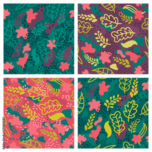 Seamless patterns floral set