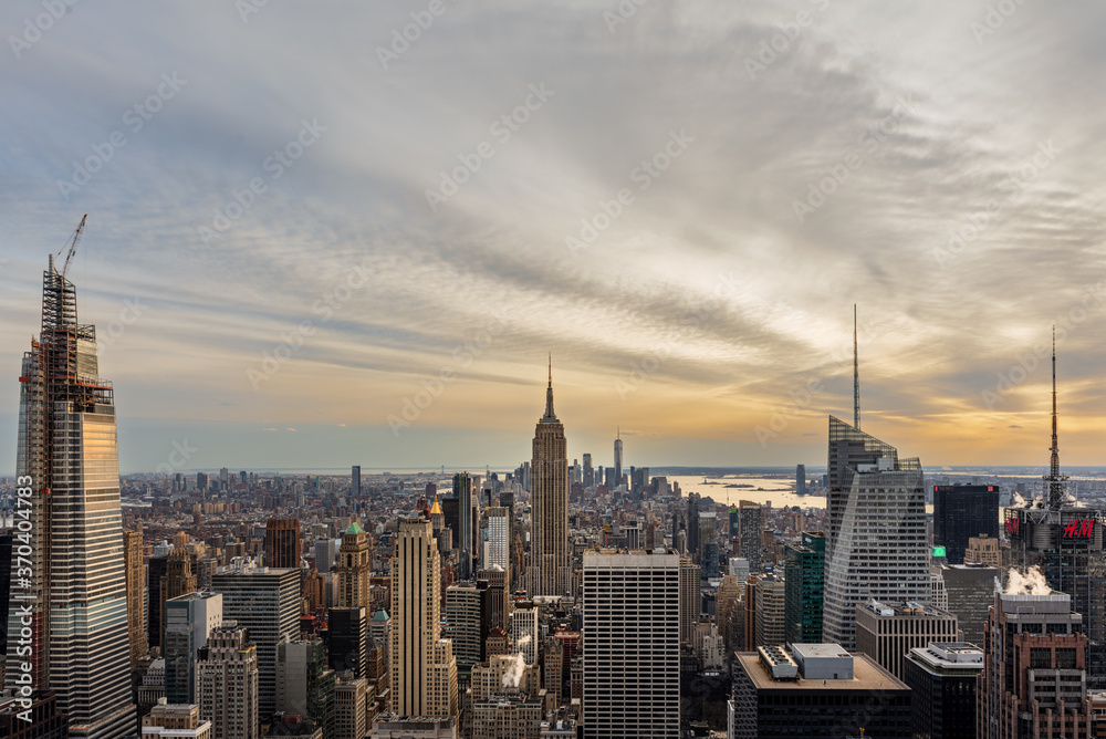 Streaking Clouds Over Midtown Manhattan Before Sunset
