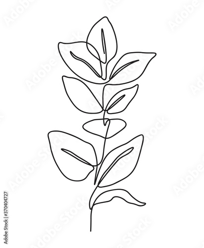 One line continuous of leaves, single line drawing art, tropical leaves,  botanical leaf isolated, simple art design, abstract line, vector © ElenaVector44