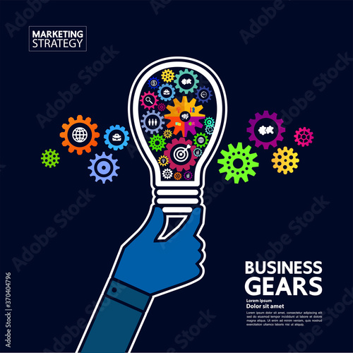 Gears creative idea set for business vector illustration.