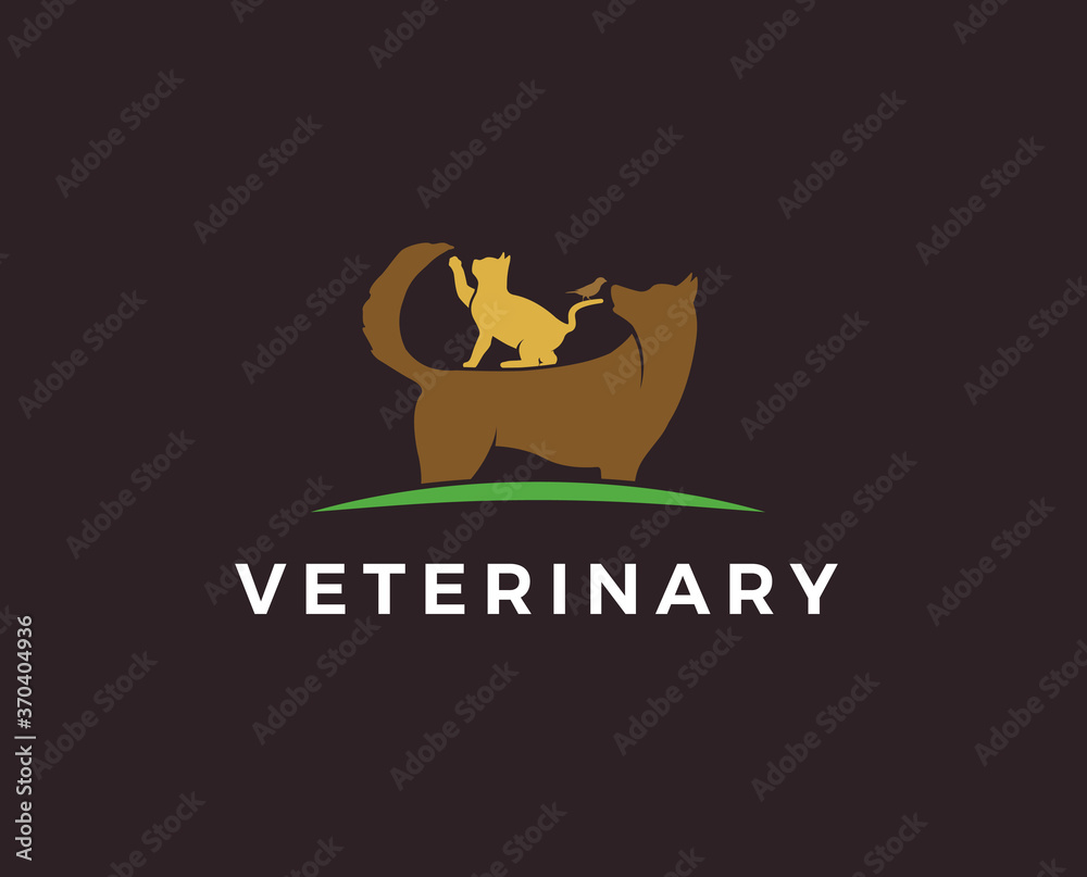 minimal pet shop logo template - vector illustration