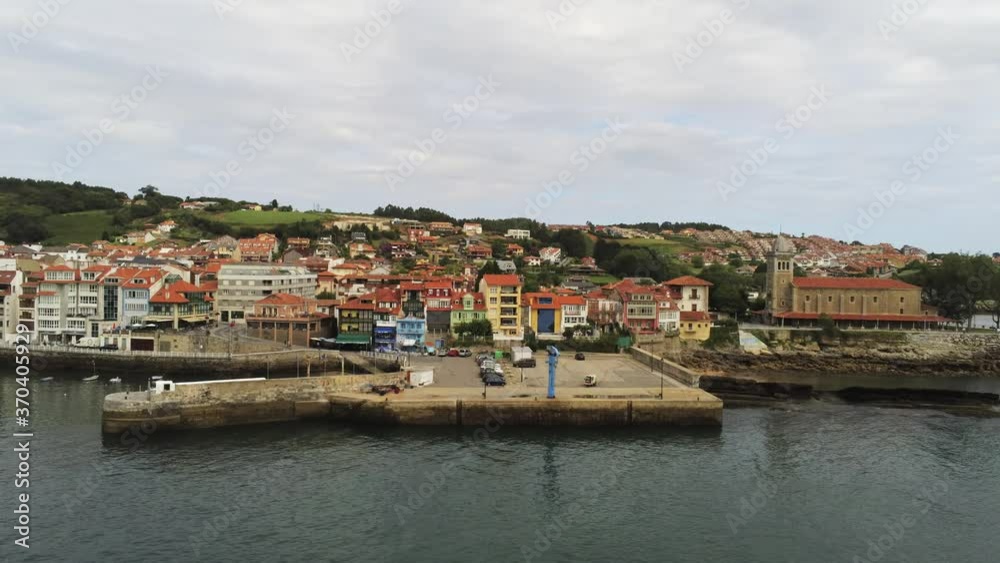 Luanco. Coastal village in Asturias,Spain. Aerial Drone Footage Luanco. Coastal village in Asturias,Spain. Aerial Drone Footage