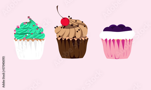 vector illustration of cupcakes