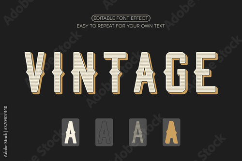 Retro text effect. Vintage editable font effect. Vector