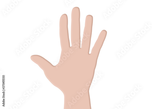 Hand showing number five isolated on white background. Illustration of hand with clipping mask.