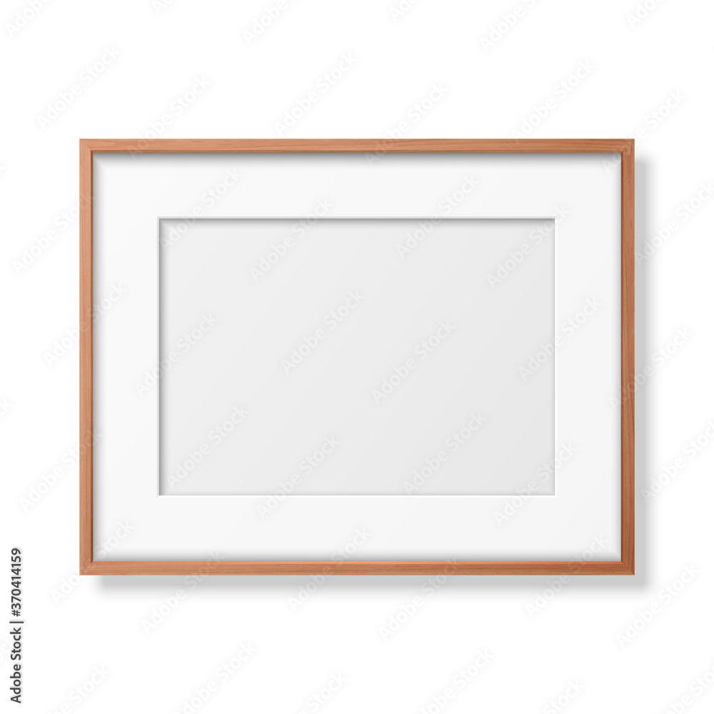 Vector 3d Realistic Horizontal Brown Wooden Simple Modern Frame Icon Closeup Isolated on White Background. It can be used for presentations. Design Template for Mockup, Front View Vector 3d Realistic Horizontal Brown Wooden Simple Modern Frame Icon Closeup Isolated on White Background. It can be used for presentations. Design Template for Mockup, Front View