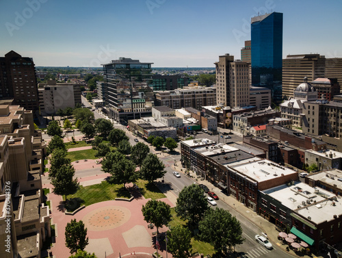 Aerial view of  downtown  Lexington, Kentucky USA courthouse square. photo