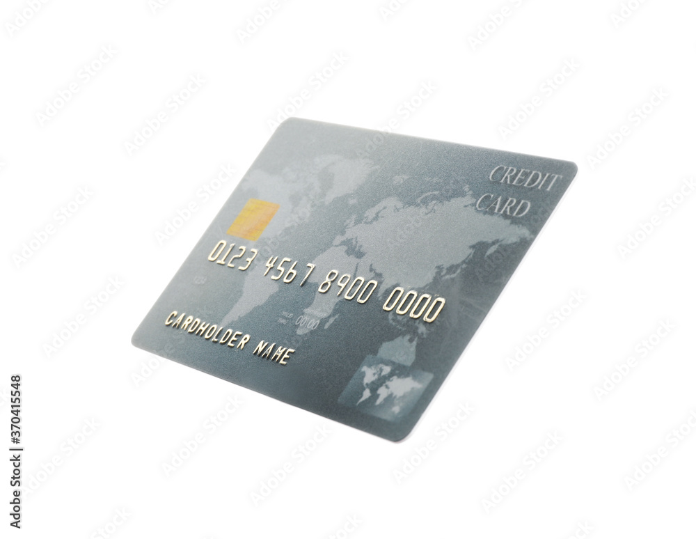 Grey plastic credit card isolated on white Grey plastic credit card isolated on white