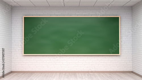 Chalkboard blackboard with frame isolated. Black chalk board texture empty blank - classroom for lessons - 3d illustration