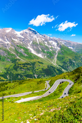 Grossglockner High Alpine Road, German: Grossglockner-Hochalpenstrasse. High mountain pass road in Austrian Alps, Austria
